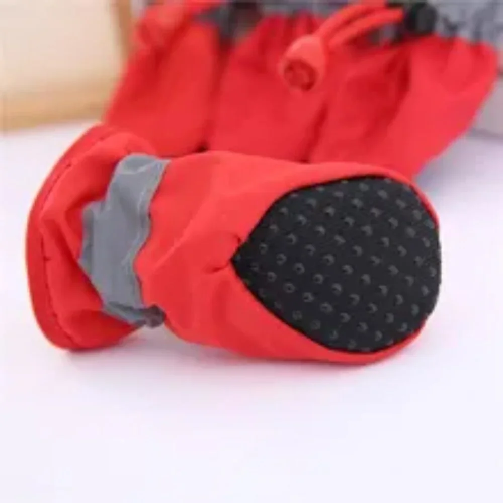RED 4PCS/Set‎ SIZE 3 Waterproof Pet Dog/Cat Shoes Anti-slip Rain/Snow Boots